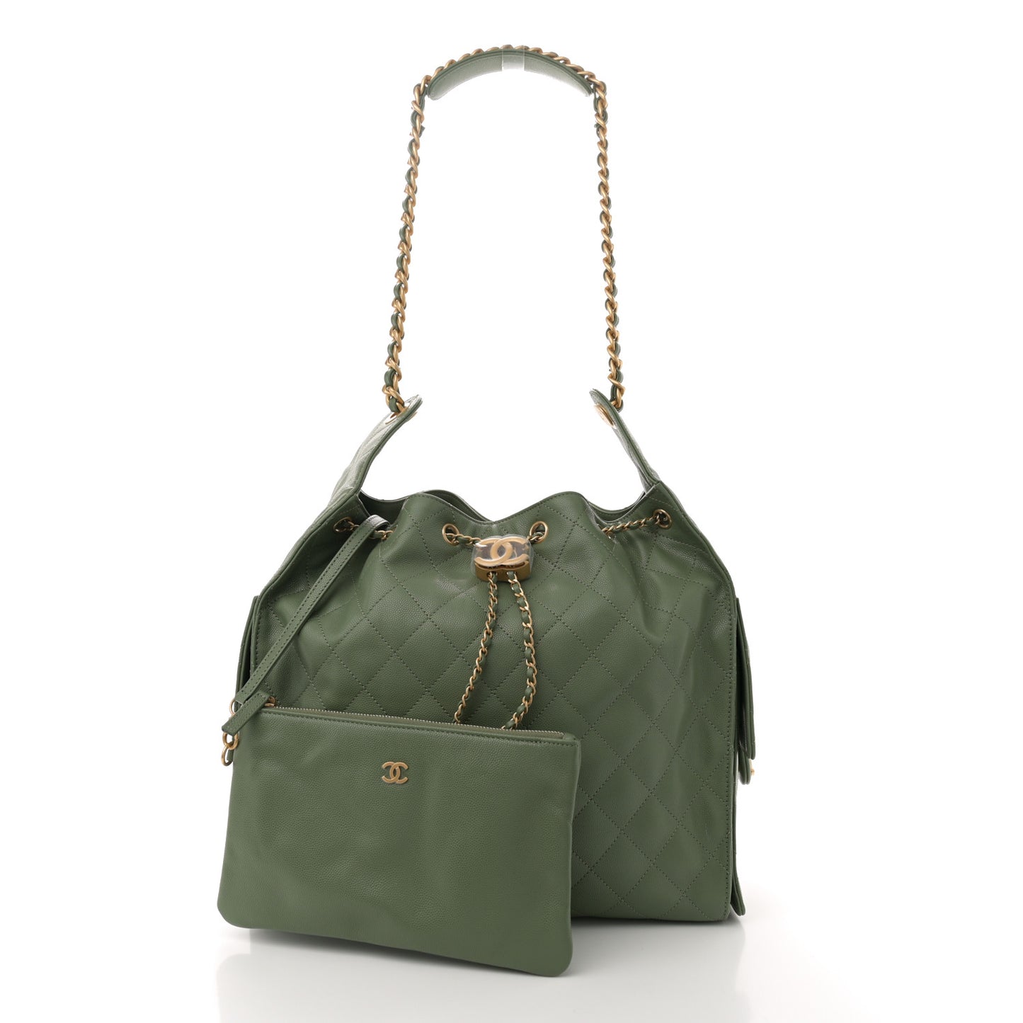 Caviar Quilted Medium Chanel 25 Handbag Khaki