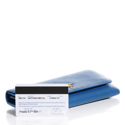Prada Saffiano Metal Continental Flap Wallet Cobalto 5 of 10