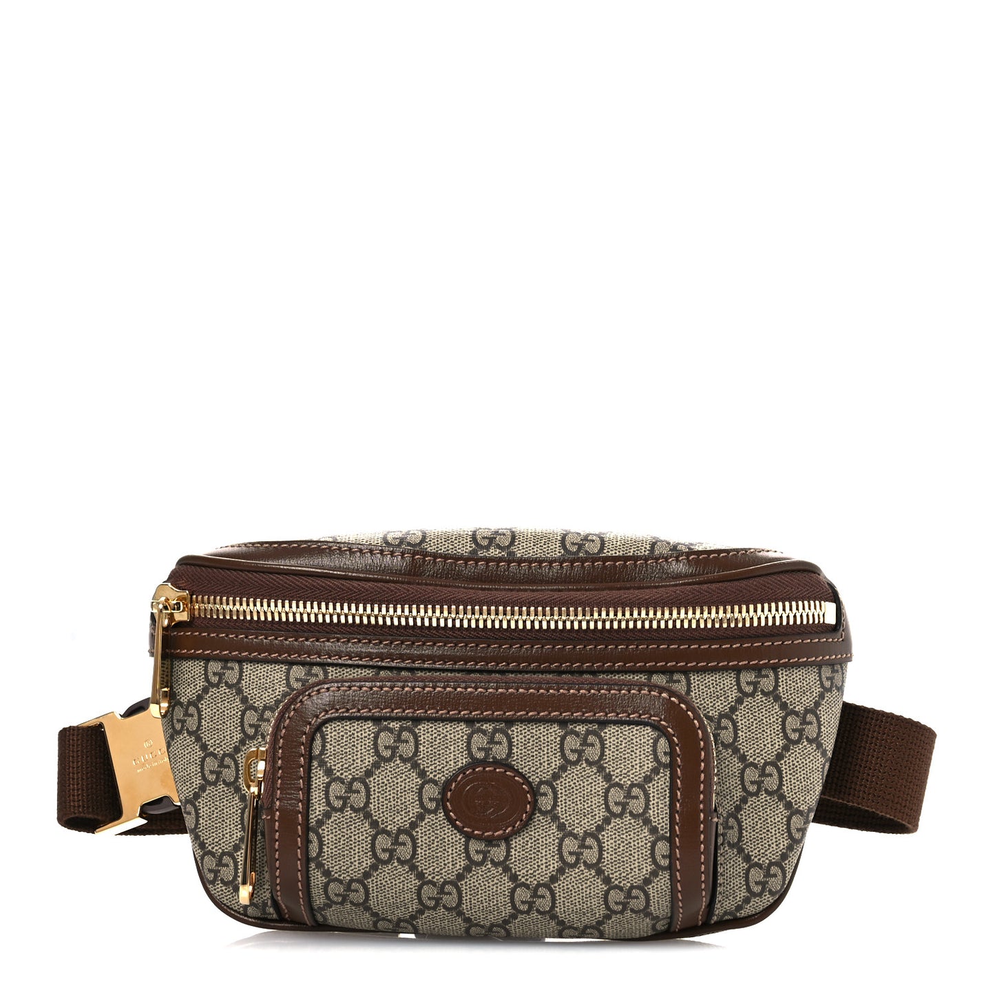 GG Supreme Monogram Textured Calfskin Retro Interlocking G Belt Bag Beige Ebony Brown Sugar