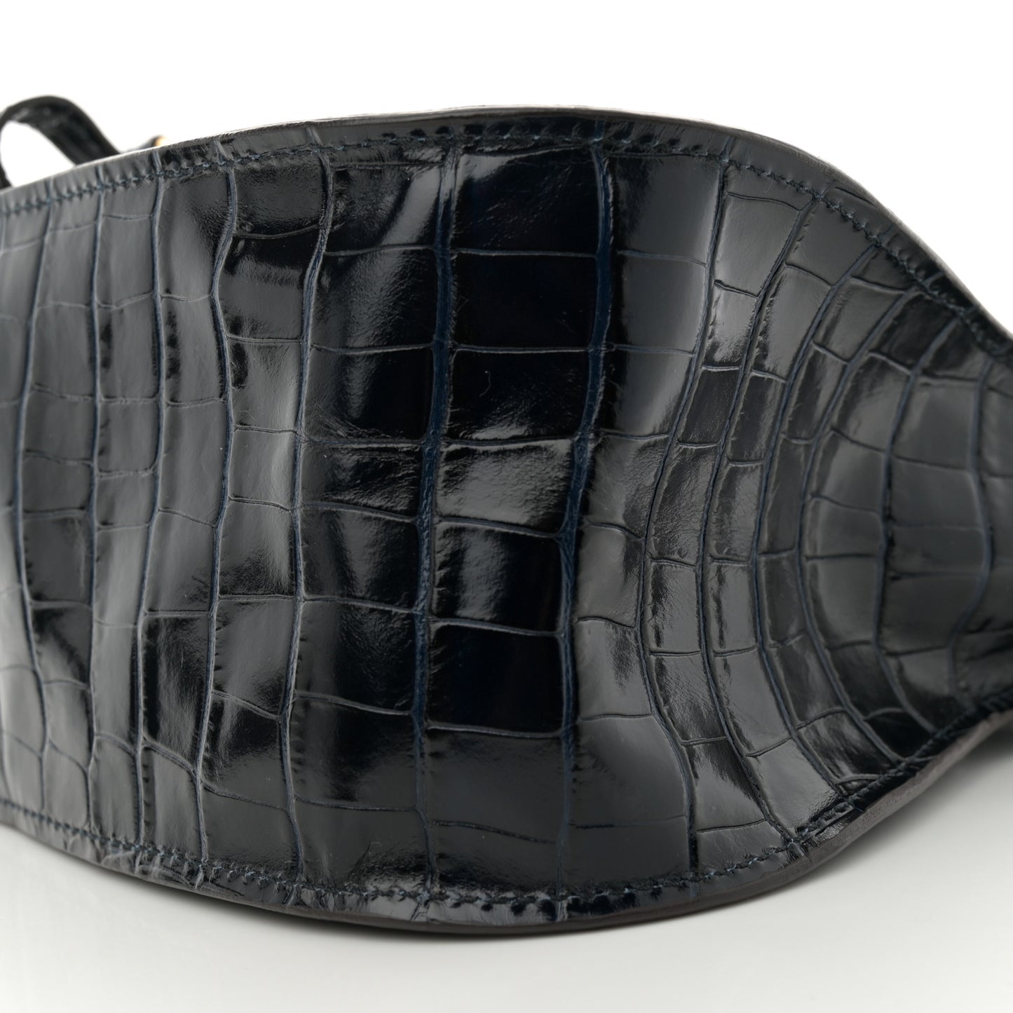 Calfskin Crocodile Embossed Small Marcie Satchel Full Blue