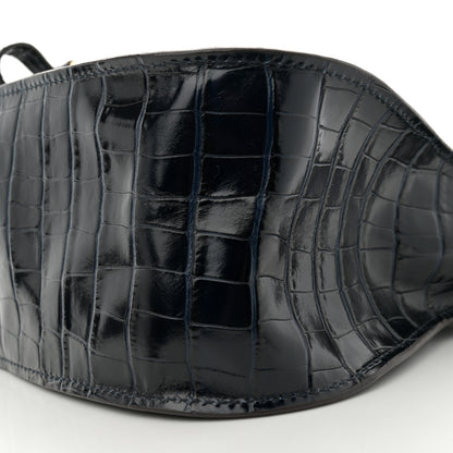 Chloe Calfskin Crocodile Embossed Small Marcie Satchel Full Blue 10 of 11