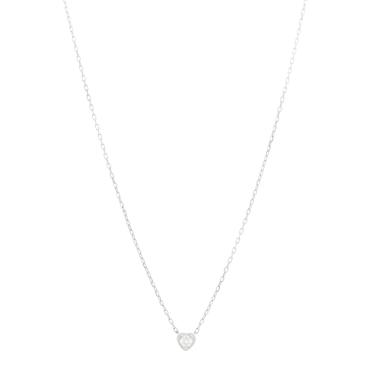 Cartier 18K White Gold Diamond D'Amour Heart Pendant Necklace 1 of 4