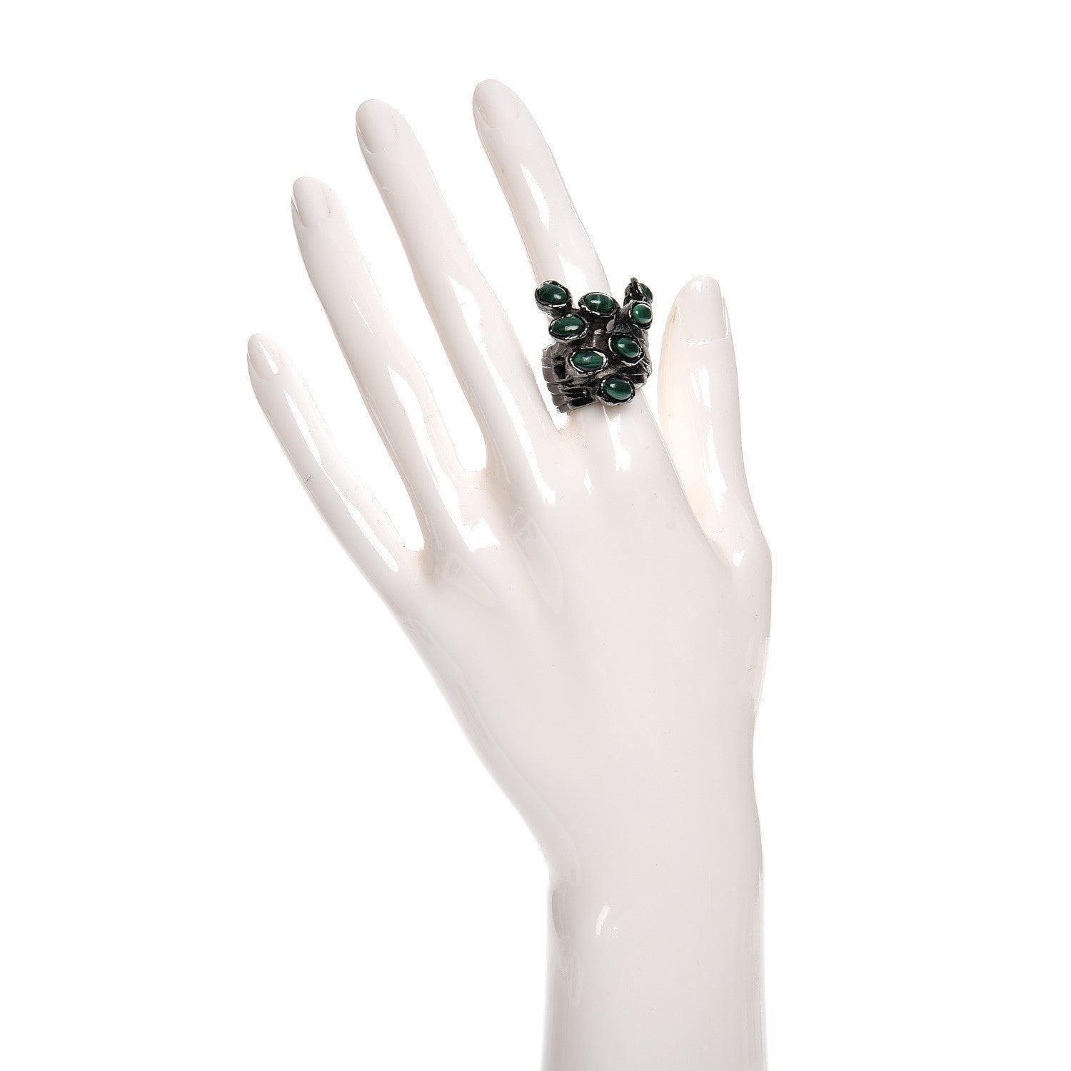 Saint Laurent Arty Dots Ring 6 Gunmetal Green 2 of 4
