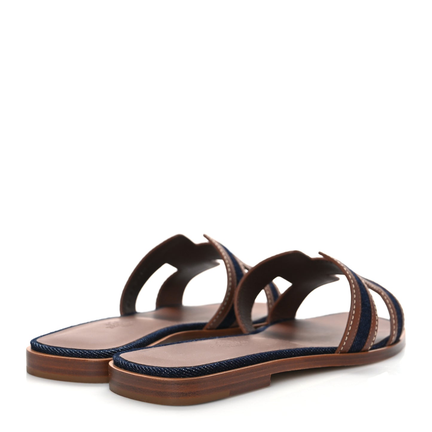 Calfskin Denim Oran Sandals 37 Bleu Brut Gold