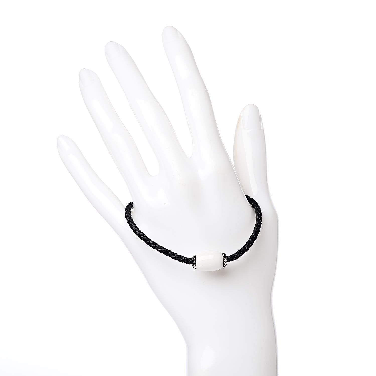David Yurman Sterling Silver Leather White Agate Wrap Bracelet 2 of 5