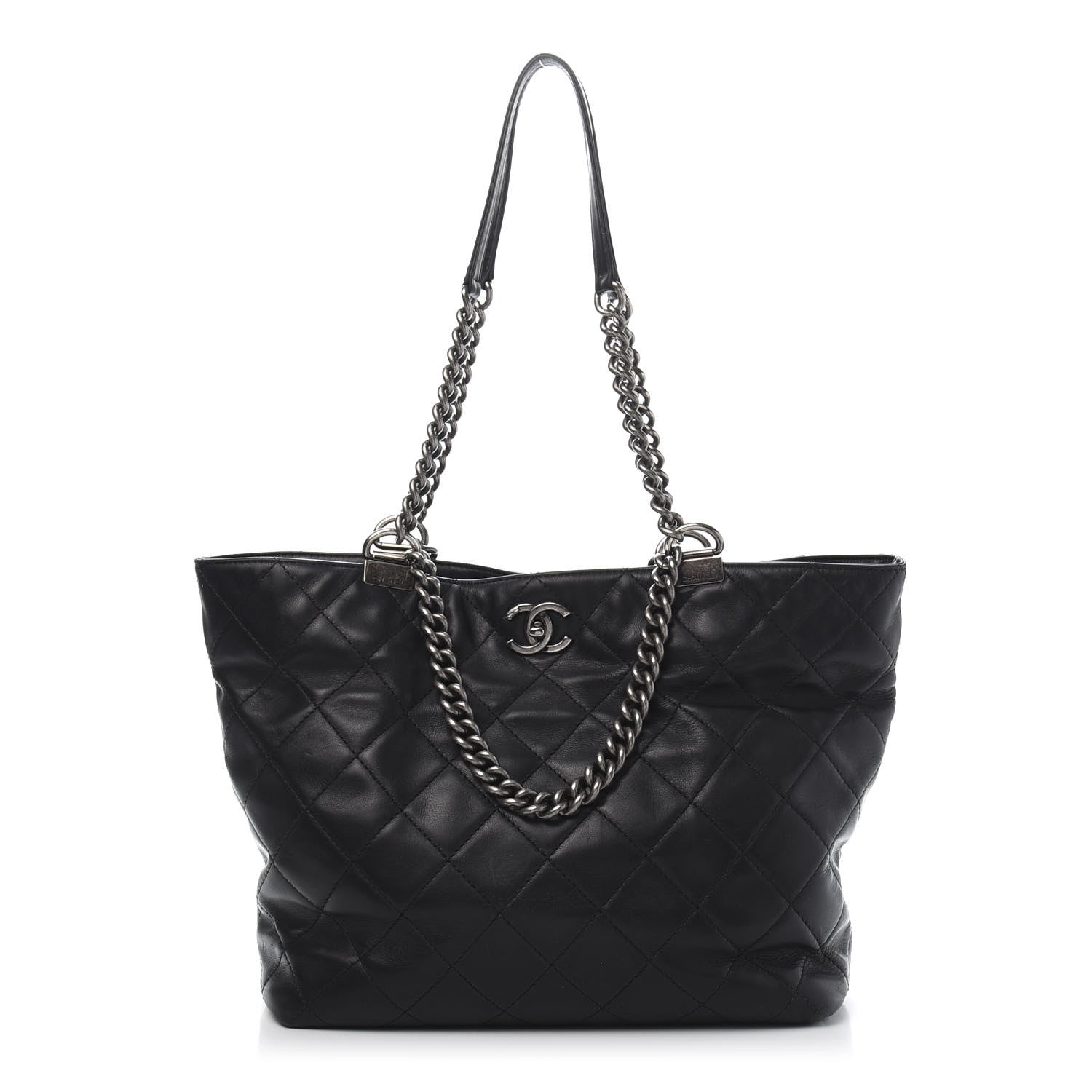 Chanel Calfskin Quilted Large Shopping In Chains Tote Black 1 of 12