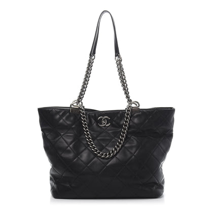 Chanel Calfskin Quilted Large Shopping In Chains Tote Black 1 of 12