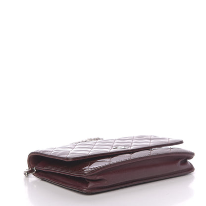 Chanel Patent Quilted Wallet On Chain WOC Dark Red 4 of 13