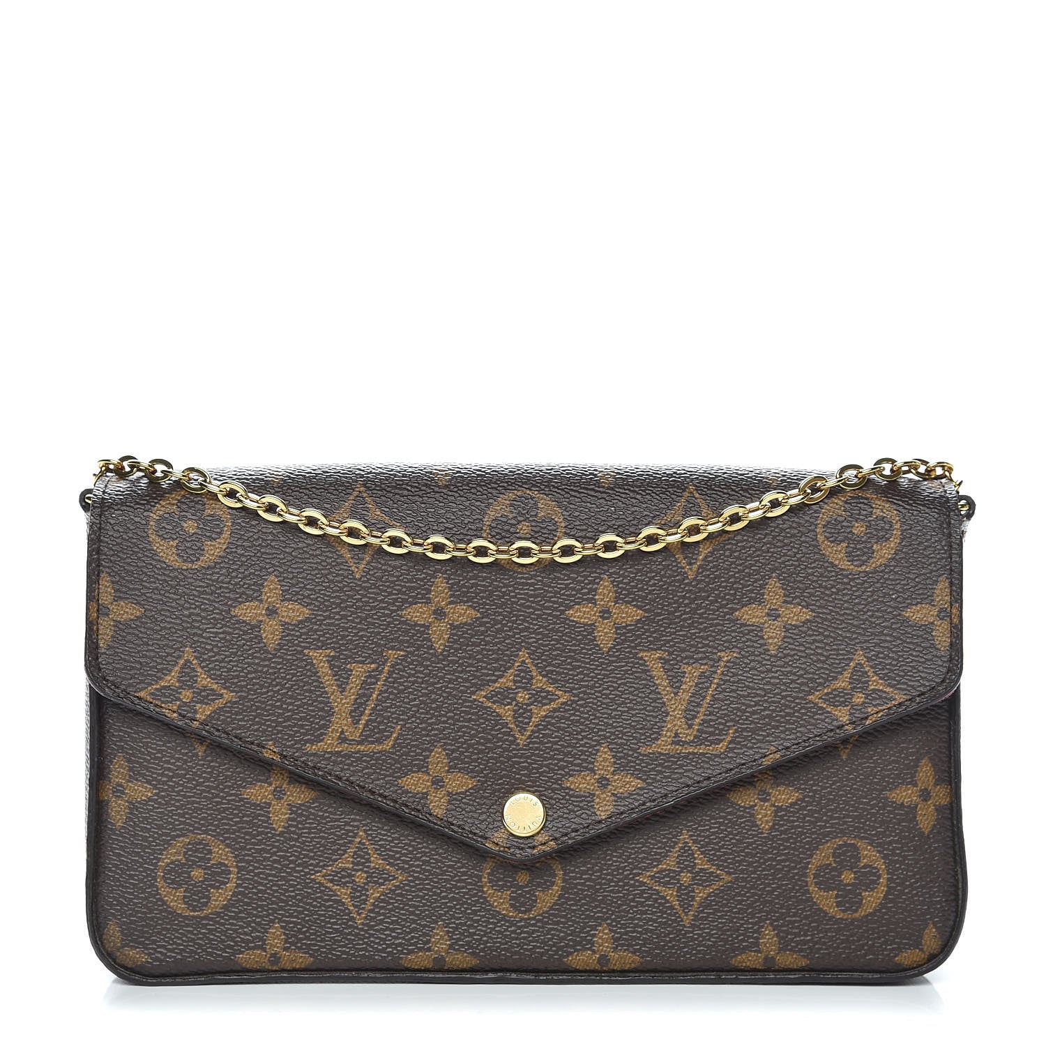 Louis Vuitton Monogram Pochette Felicie Chain Wallet Fuchsia 1 of 10