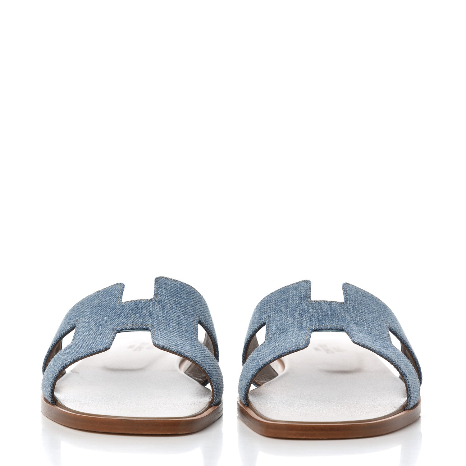 Hermes Denim Canvas Oran Sandals 37.5 Bleu Clair 2 of 13