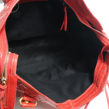 Balenciaga Agneau Cross Perforated City Ruby Red 7 of 38