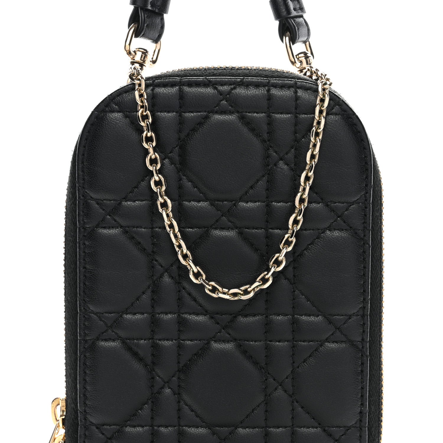 Christian Dior Lambskin Cannage Lady Dior Phone Holder Black 8 of 11