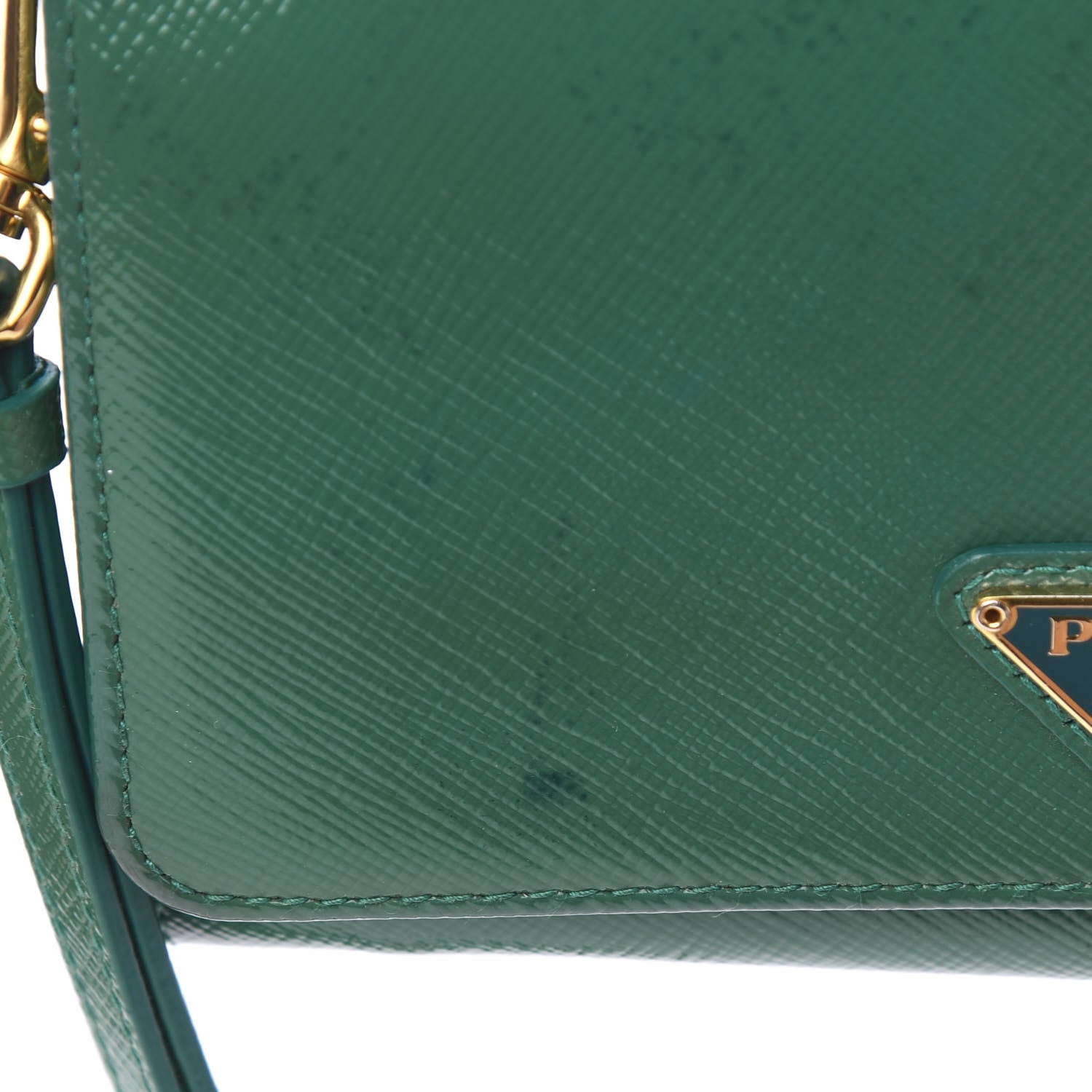 Prada Saffiano Metal Wristlet Wallet Green 10 of 11