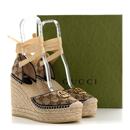 Gucci Monogram Matelasse GG Marmont Ankle Wrap Platform 35/120mm Espadrille Wedges 39.5 Beige Ebony Black Sand Storm 12 of 12