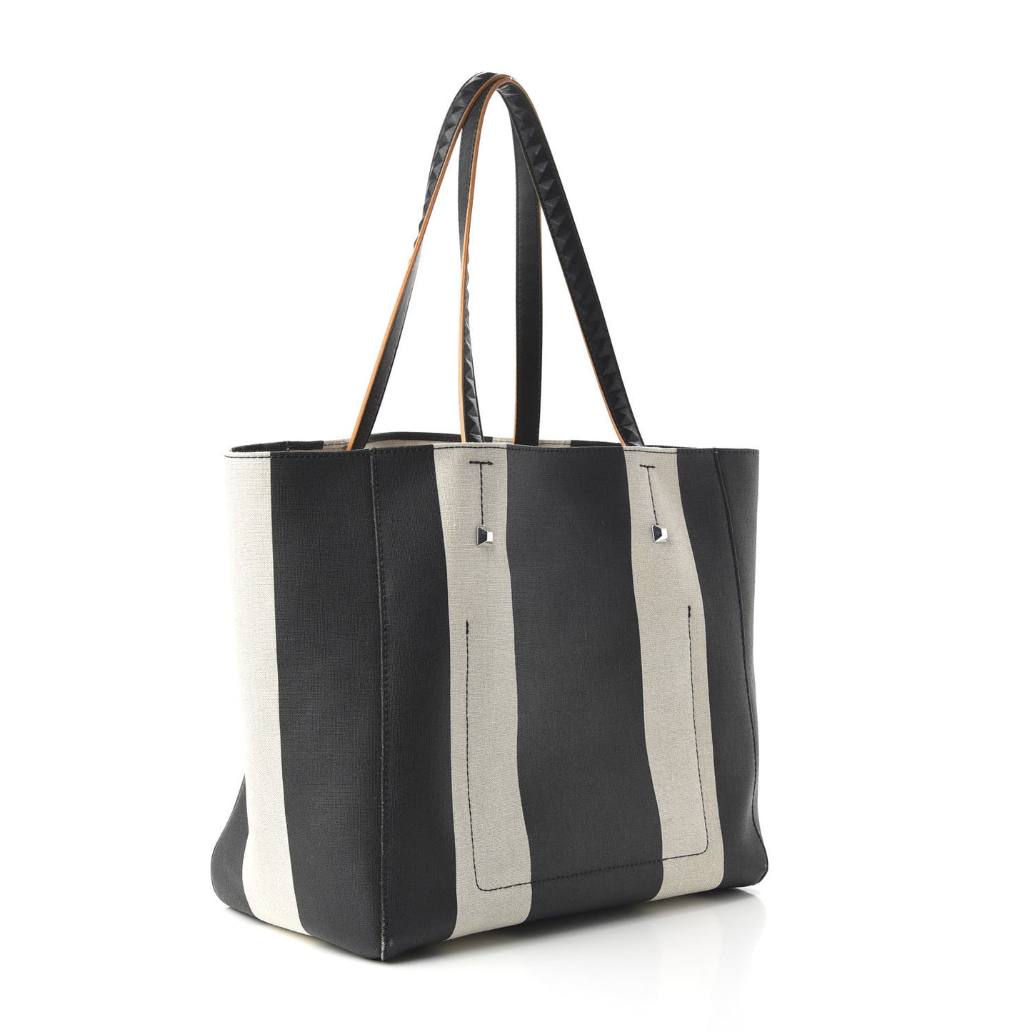 Canvas Stripe Ilse East West Shopper Tote Black White