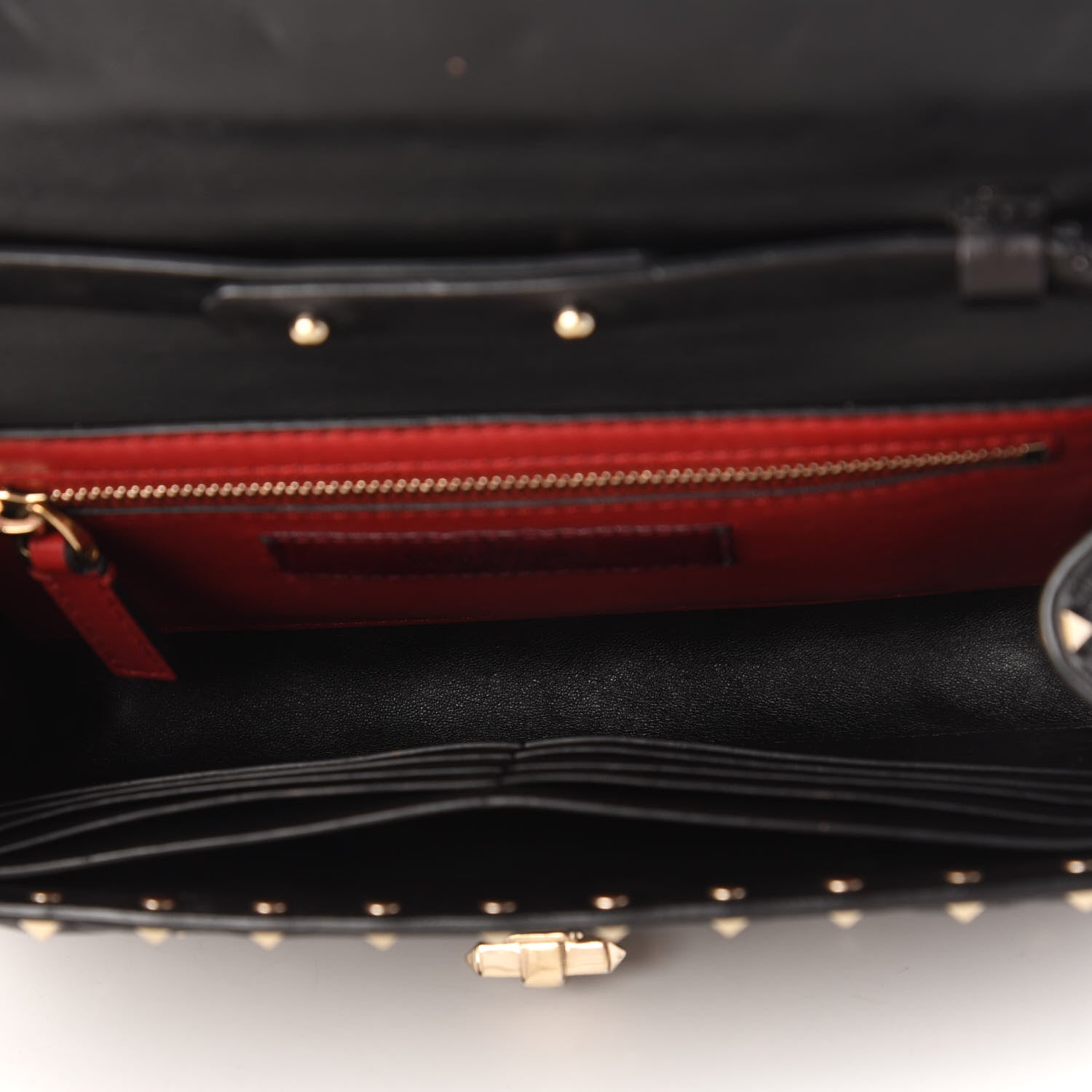 Valentino Garavani Lambskin Rockstud Spike Wallet on Chain Black 5 of 10