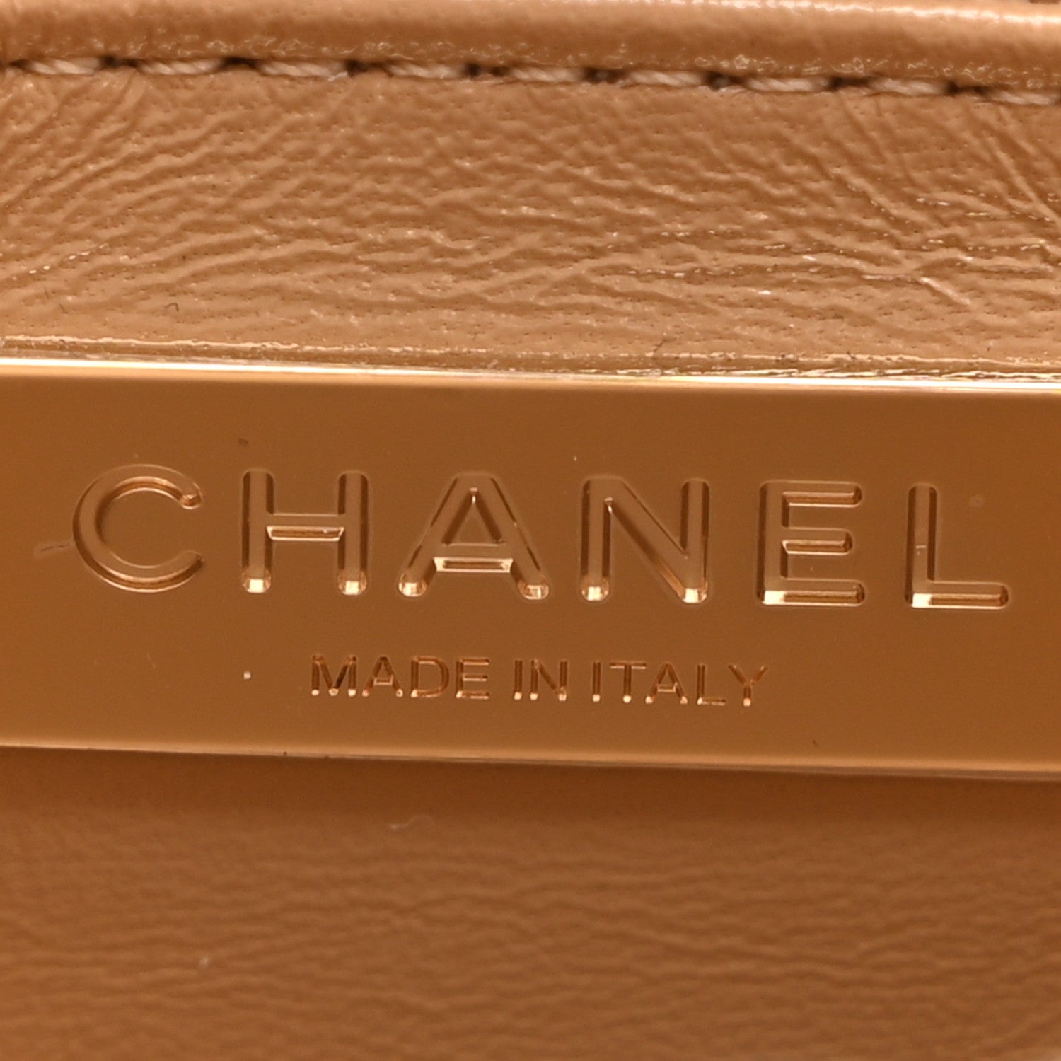 Chanel Shiny Crumpled Calfskin Quilted Mini 31 Shopping Bag Dark Beige 6 of 10