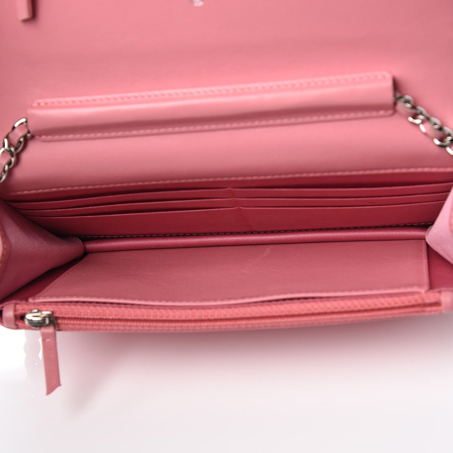 Lambskin Camellia Embossed Wallet On Chain WOC Pink