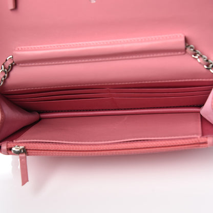 Chanel Lambskin Camellia Embossed Wallet On Chain WOC Pink 5 of 13