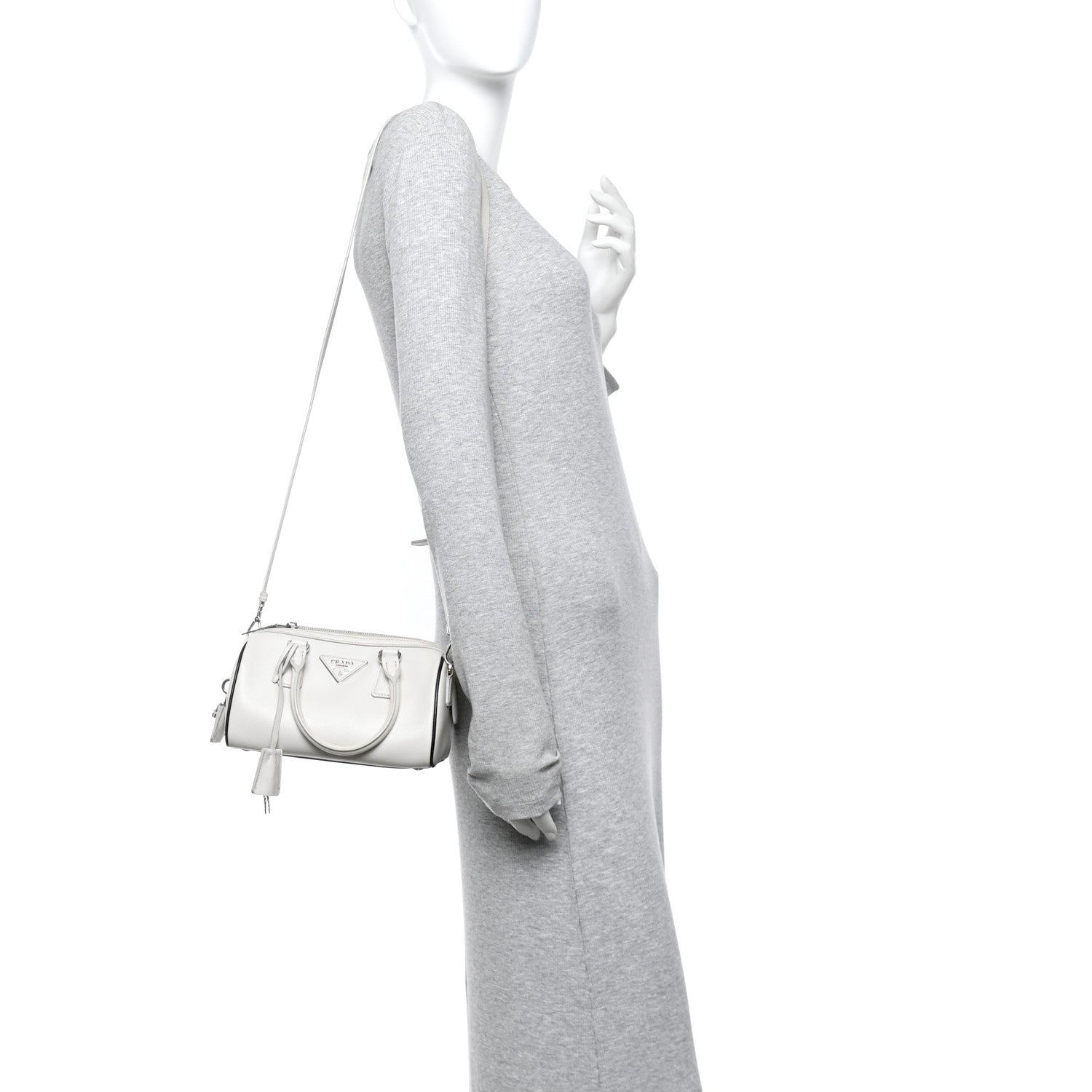 Prada Saffiano Lux Top Handle Crossbody Bag White 2 of 15