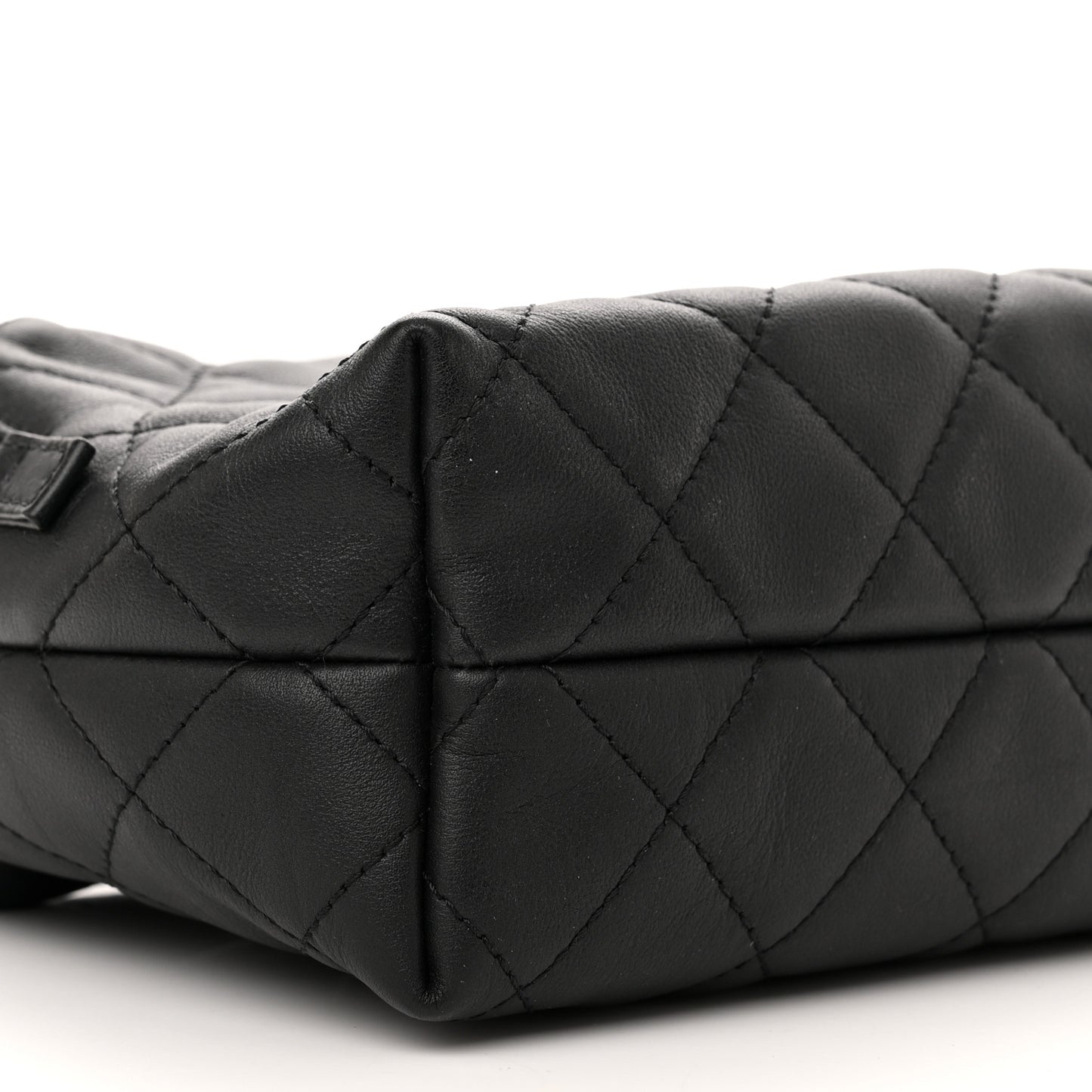 Calfskin Quilted Mini Bowling Bag Black