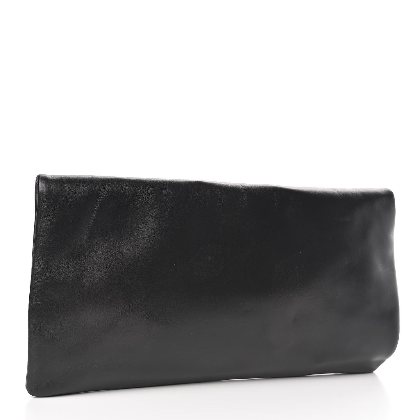 Smooth Calfskin Letters Fold-Over Clutch Black