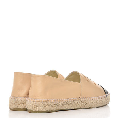 Chanel Lambskin CC Espadrilles 37 Beige Black 4 of 10