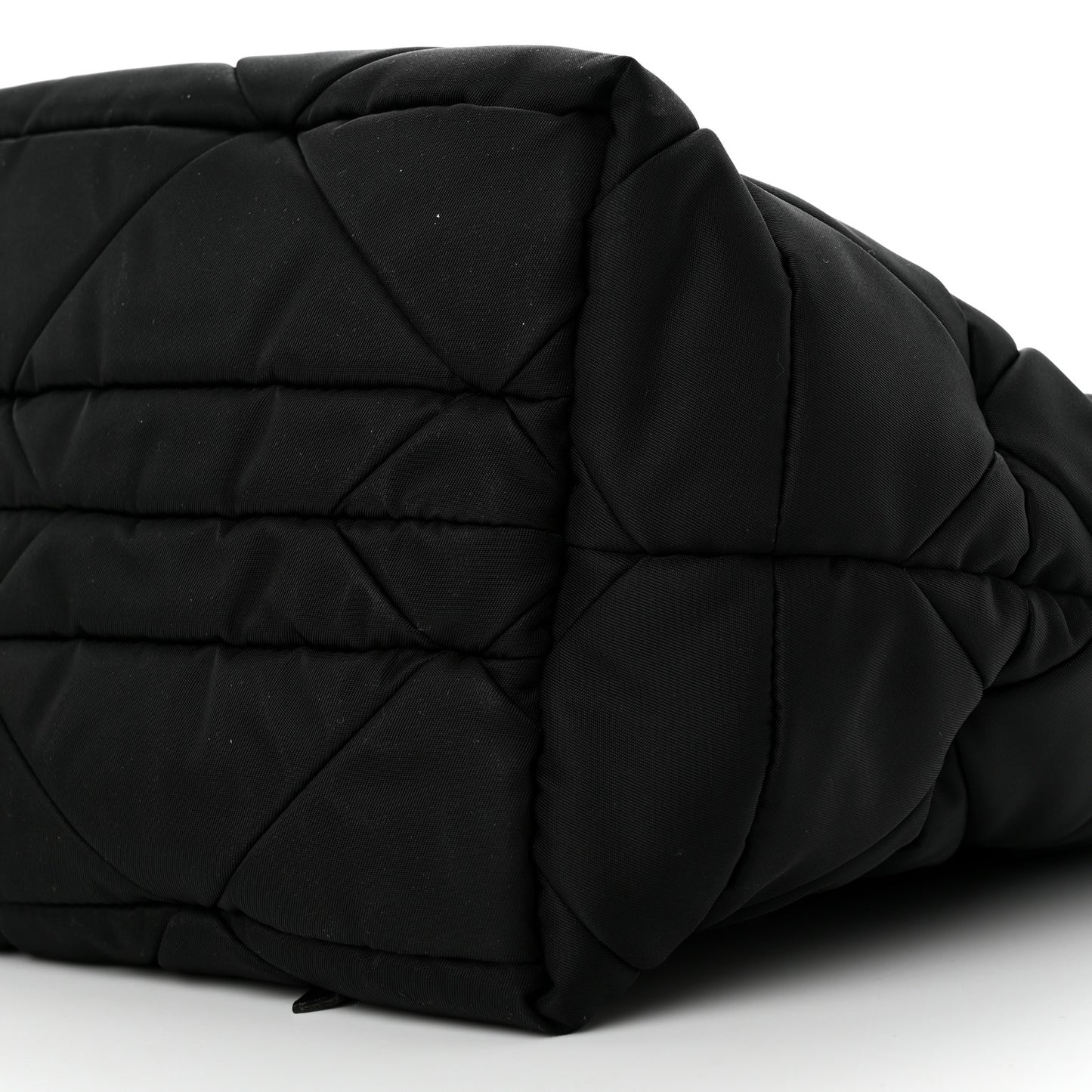 Re-Nylon Nappa Triangle Quilted Padded Small Double Handled Zip Tote Black