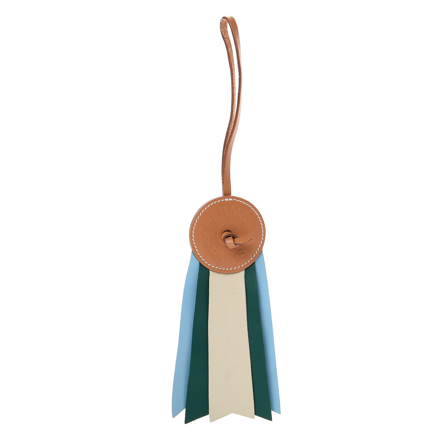 Hermes Vache Hunter Milo Lambskin Paddock Flot Bag Charm Natural Sable Craie Malachite Celeste 1 of 6