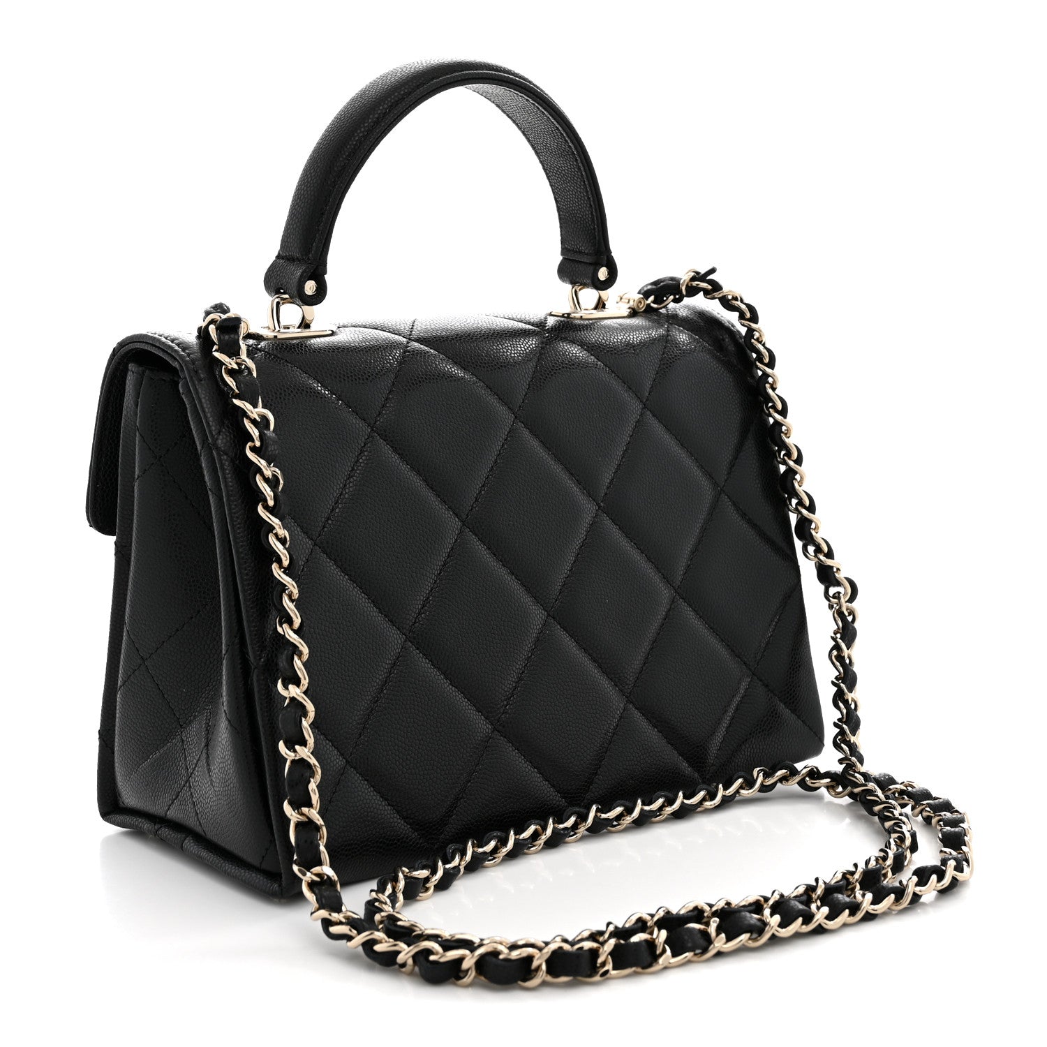 Chanel Caviar Quilted Retro Mini Twist Top Handle Clutch Flap Black 3 of 10