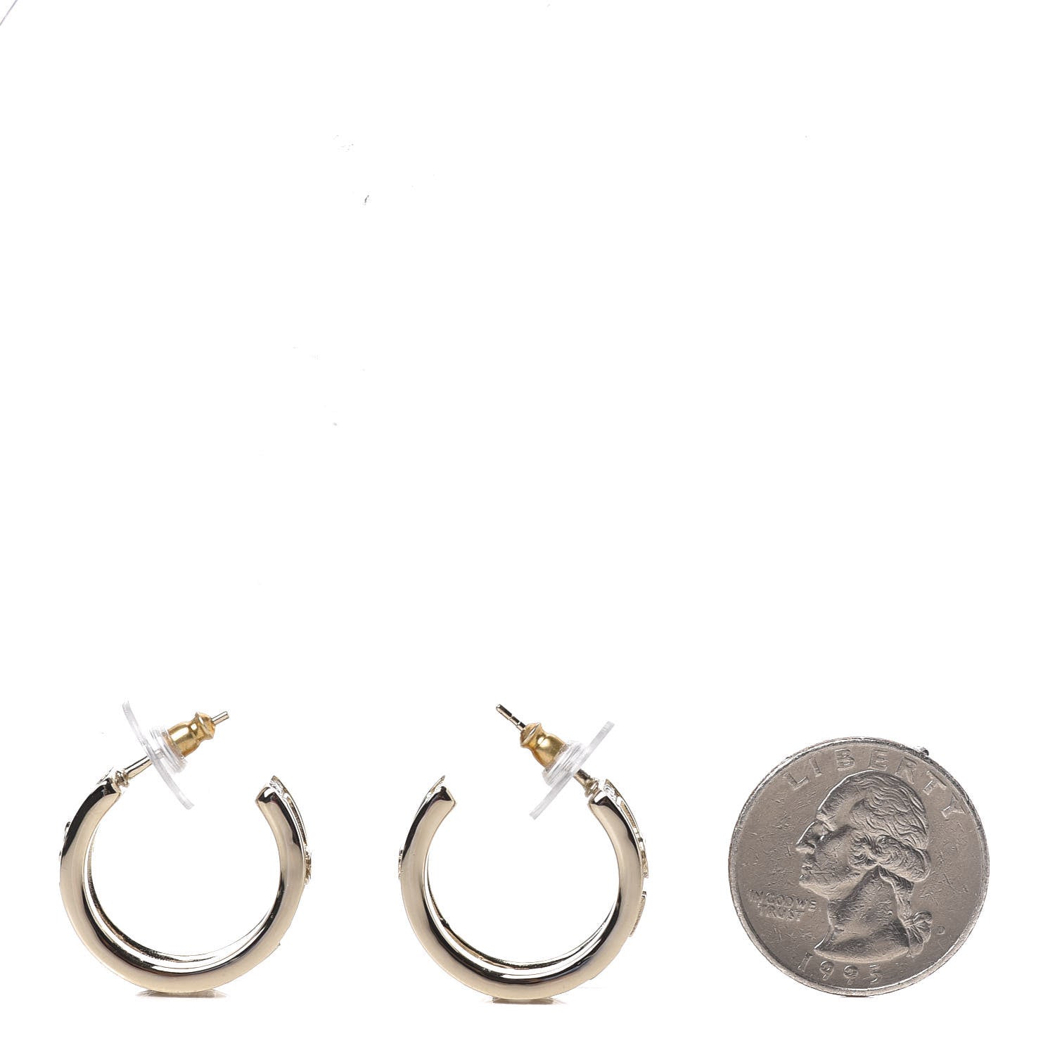 Chanel Metal Crystal Bow-tiful CC Hoop Earrings Gold 2 of 5