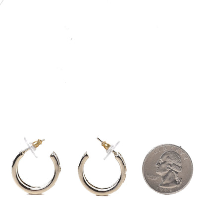 Chanel Metal Crystal Bow-tiful CC Hoop Earrings Gold 2 of 5