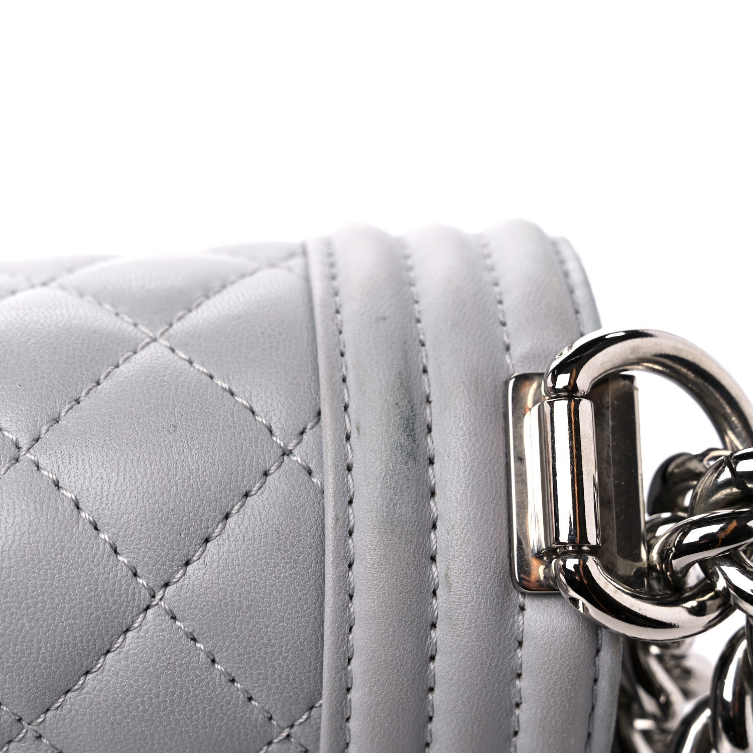 Chanel Lambskin Quilted Medium Boy Flap Grey 17 of 18