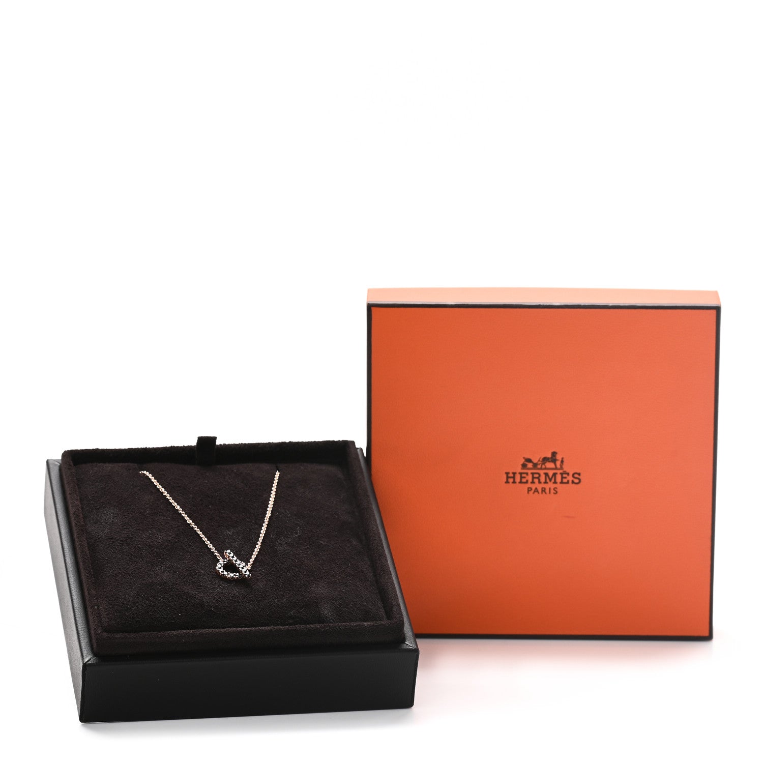 Hermes 18K Rose Gold Black Spinel Finesse Pendant Necklace 5 of 5
