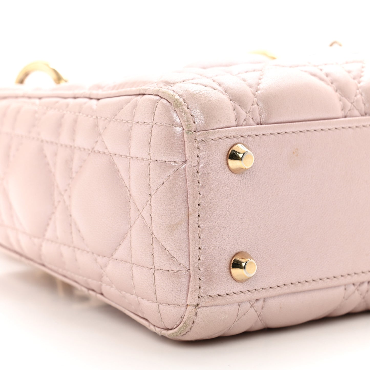 Metallic Lambskin Cannage Mini Lady Dior Lotus