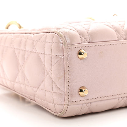 Christian Dior Metallic Lambskin Cannage Mini Lady Dior Lotus 9 of 12