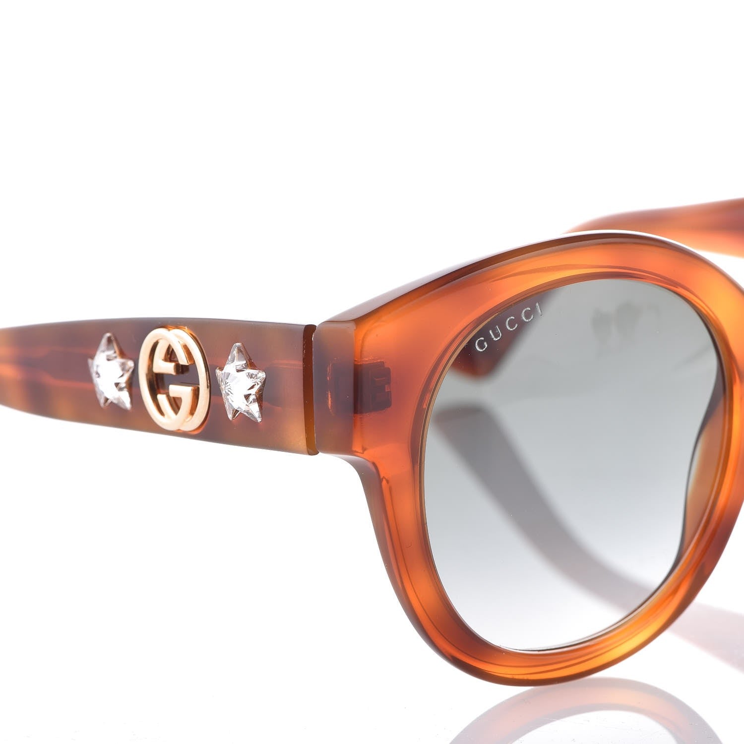 Gucci Round Frame GG Star Sunglasses GG0207S Tortoiseshell 6 of 7