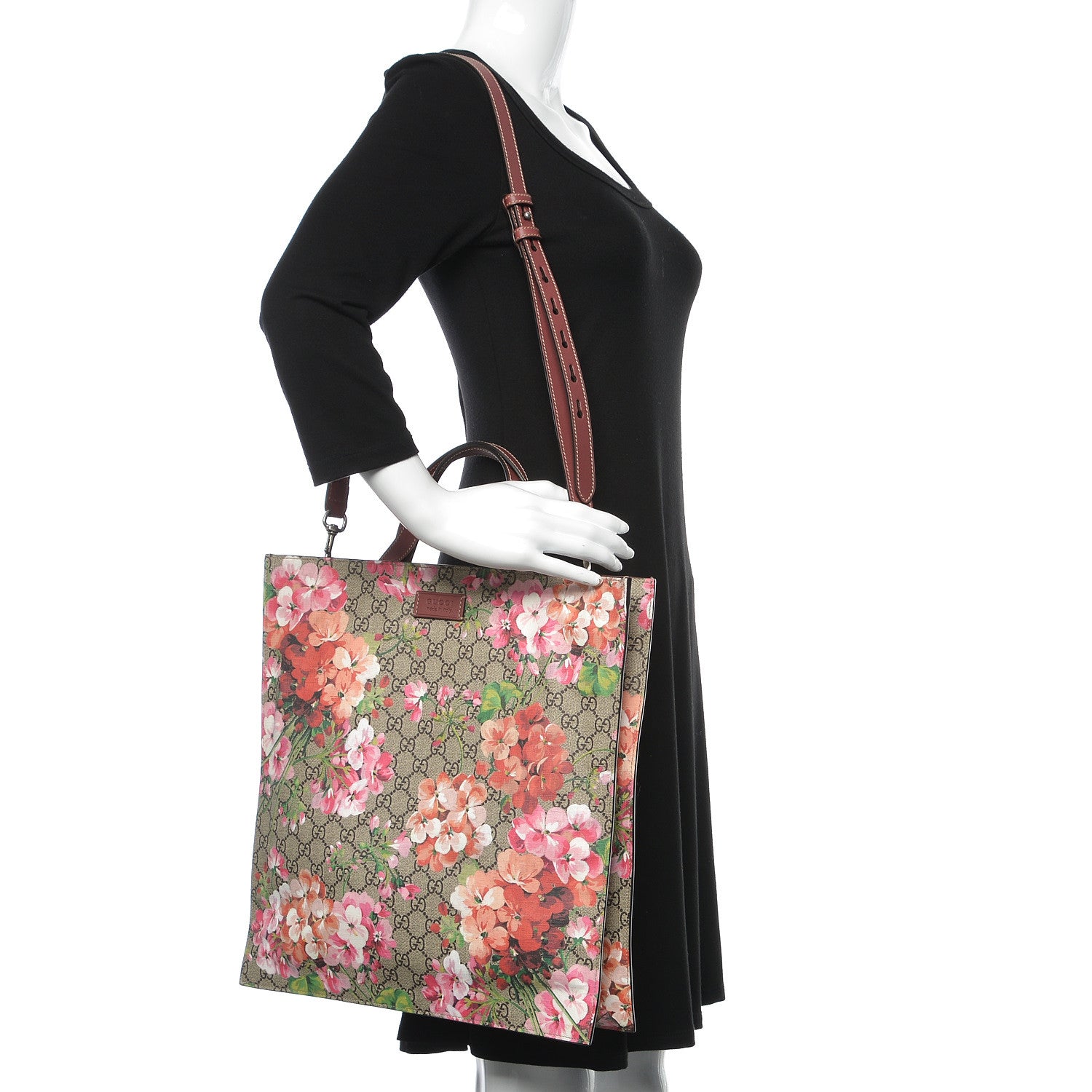 Gucci Soft GG Supreme Monogram Blooms Vertical Tote Beige Multicolor Dry Rose 2 of 9