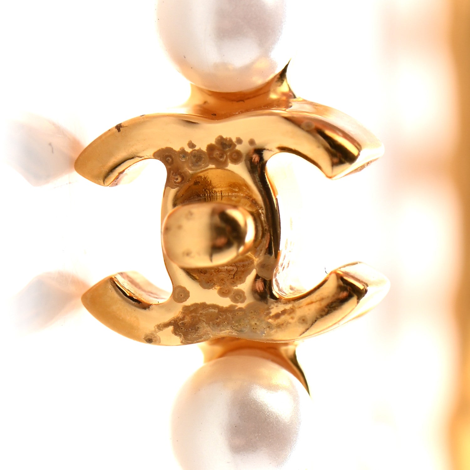 Chanel Pearl CC More Is More Hoop Earrings Gold 5 of 5