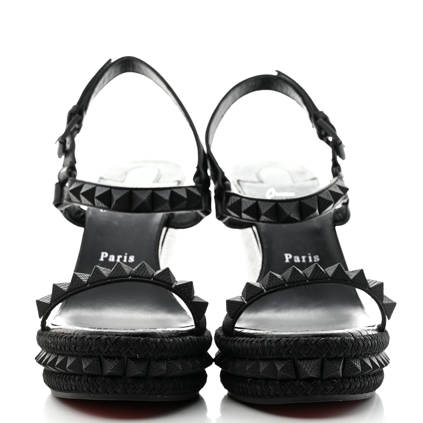 Calfskin Crocodile Embossed Pyraclou 110 Wedge Sandals 41 Black