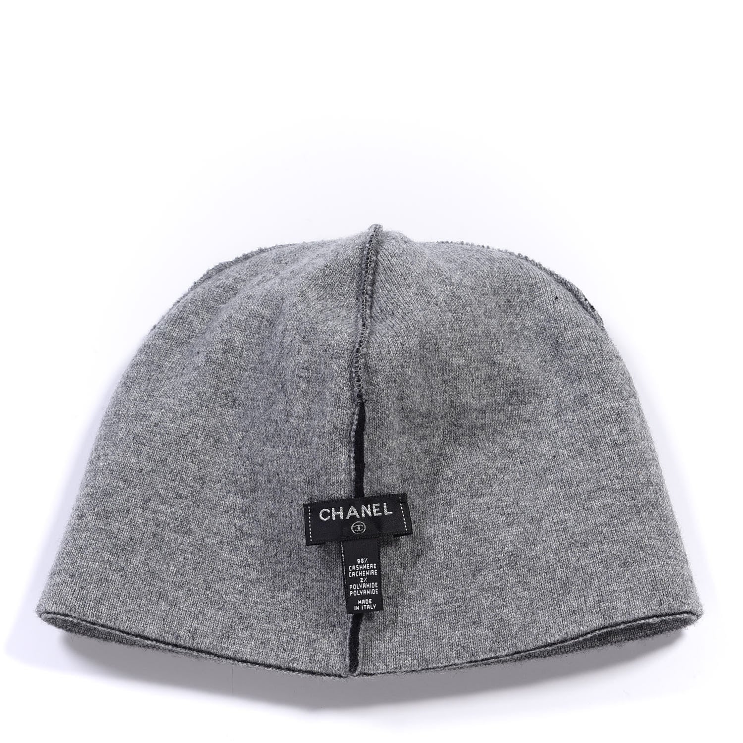 Chanel Cashmere Blend CC Beanie Hat Black Grey 3 of 3