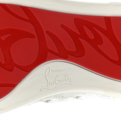 Christian Louboutin Calfskin Mens Louis Junior Spikes Orlato Flat Sneakers 42 White Sliver 6 of 10