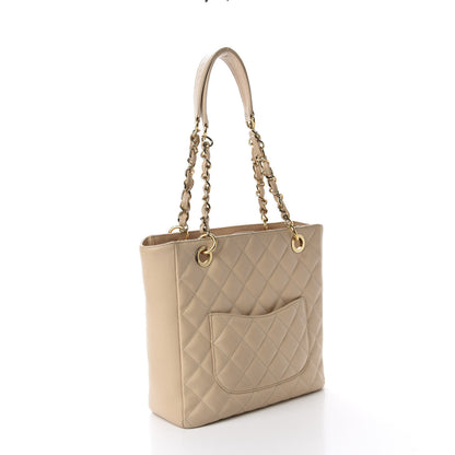 Chanel Caviar Quilted Petit Shopping Tote PST Beige 3 of 13