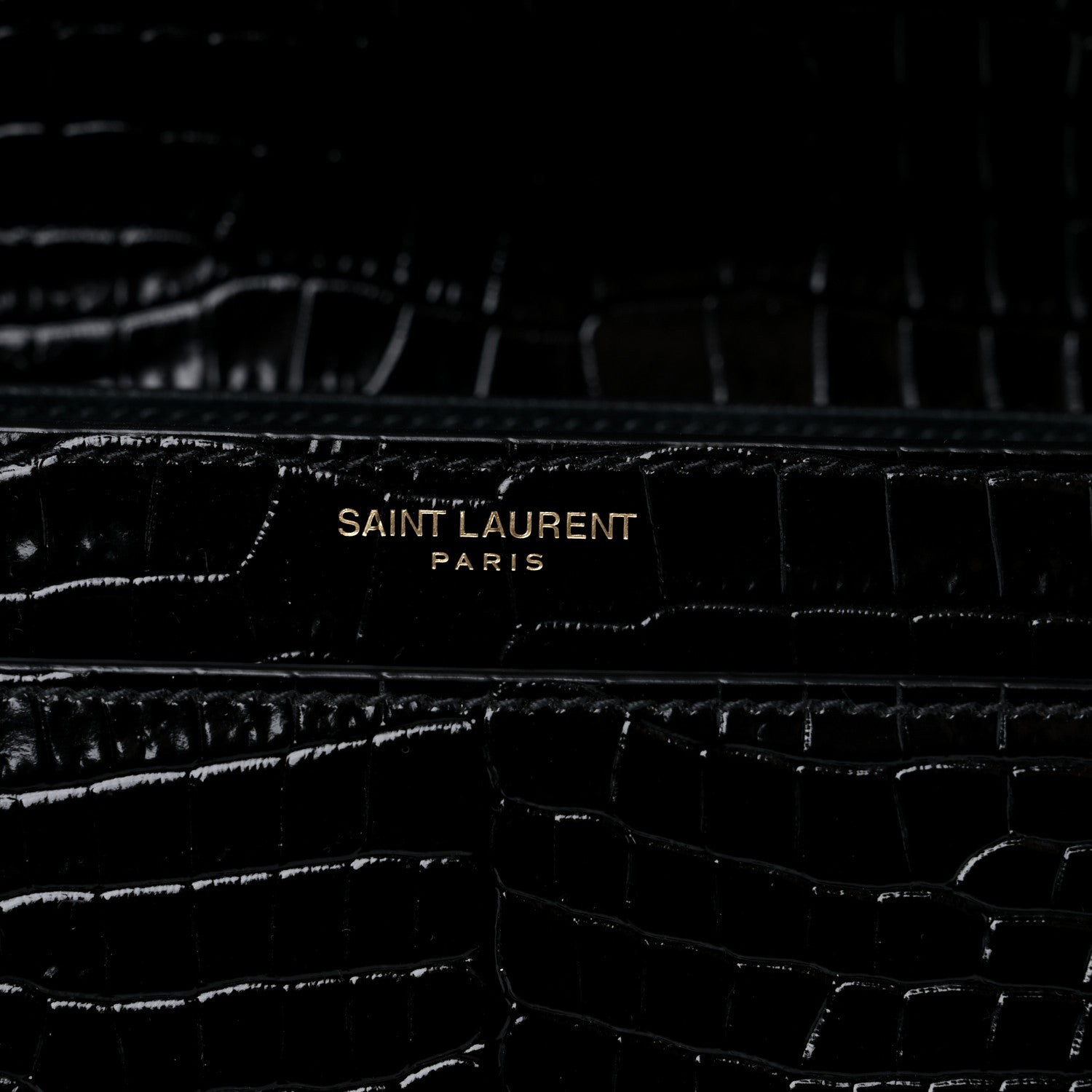 Saint Laurent Calfskin Crocodile Embossed Medium Monogram Sunset Black 6 of 9