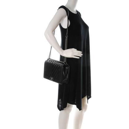 Chanel Calfskin Chevron Quilted Medium Boy Flap Black 2 of 8