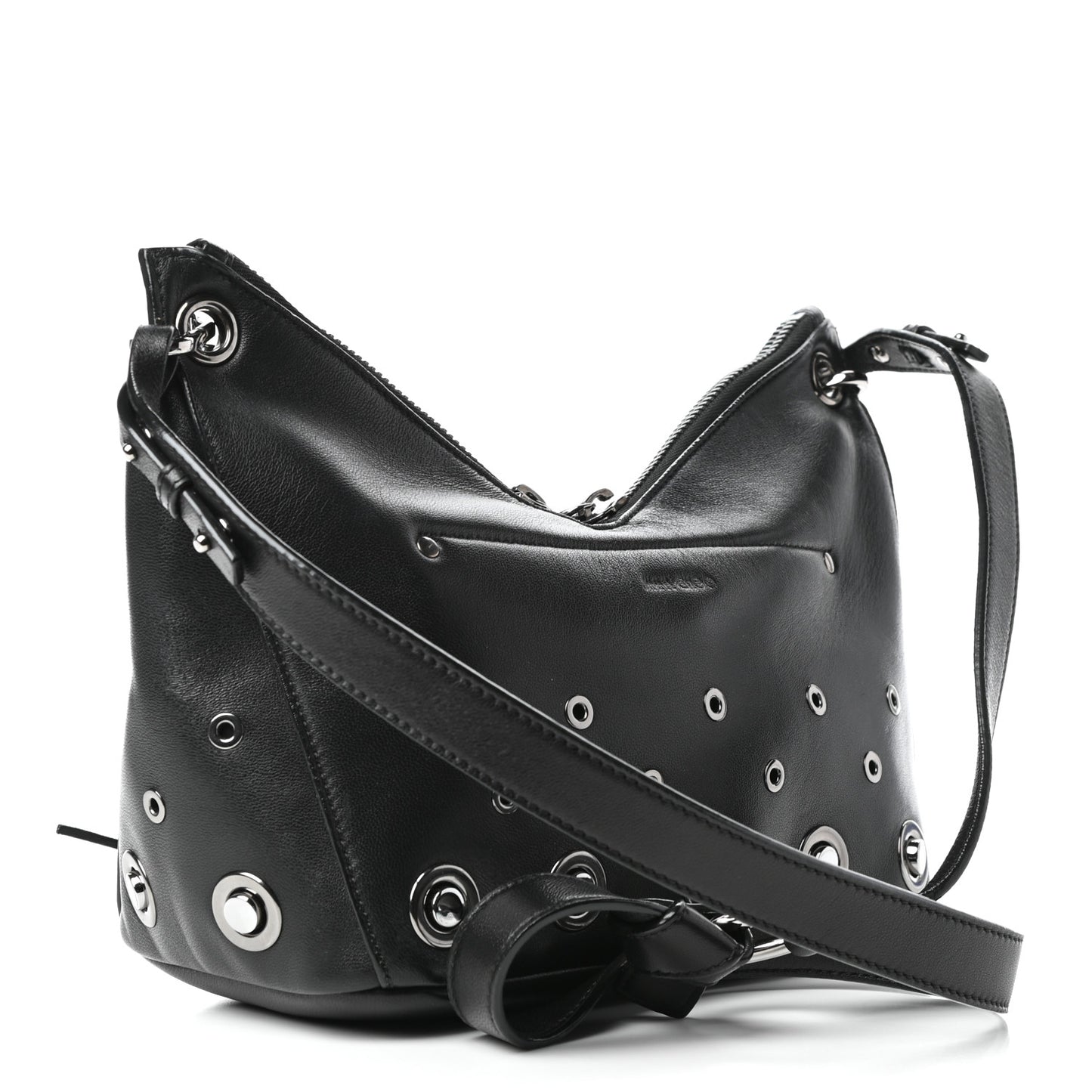 Nappa Grommet Mini Raven Hobo Black