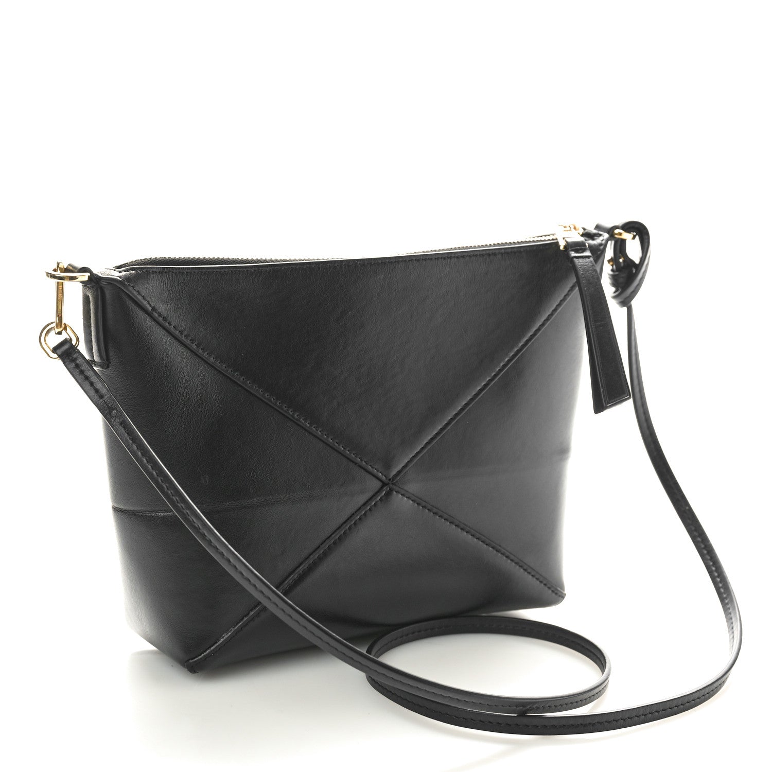 Loewe Shiny Calfskin Puzzle Fold Pouch Black 3 of 9