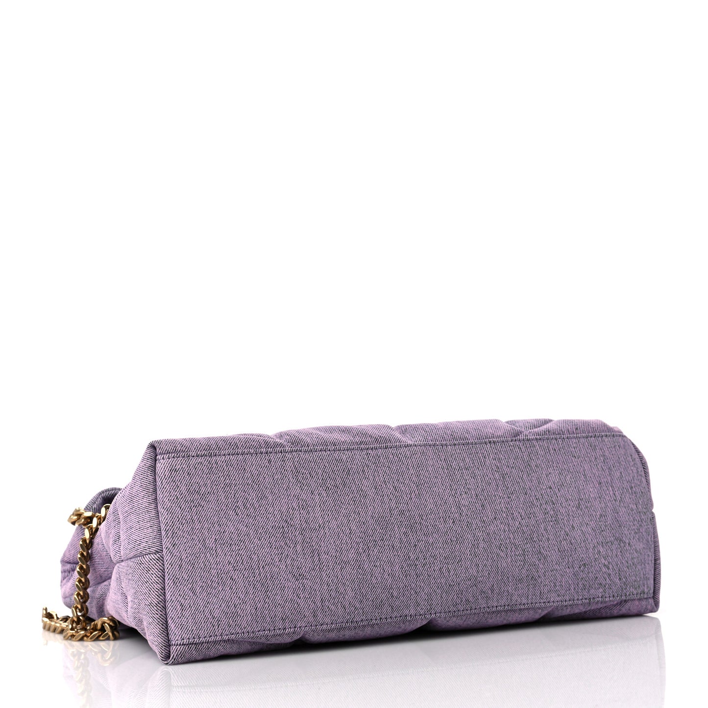 Denim Quilted Medium Loulou Puffer Monogram Chain Satchel Bleached Lilac