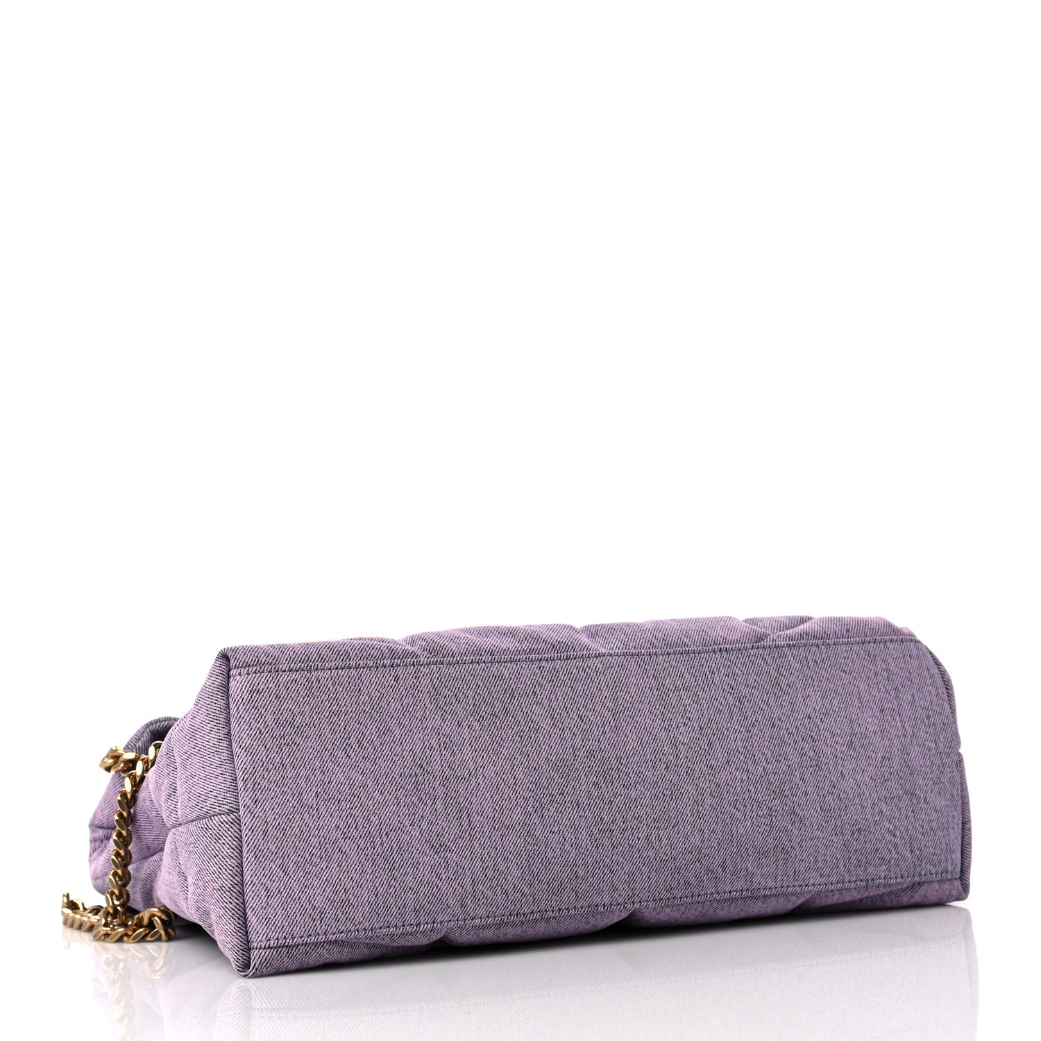 Saint Laurent Denim Quilted Medium Loulou Puffer Monogram Chain Satchel Bleached Lilac 4 of 8