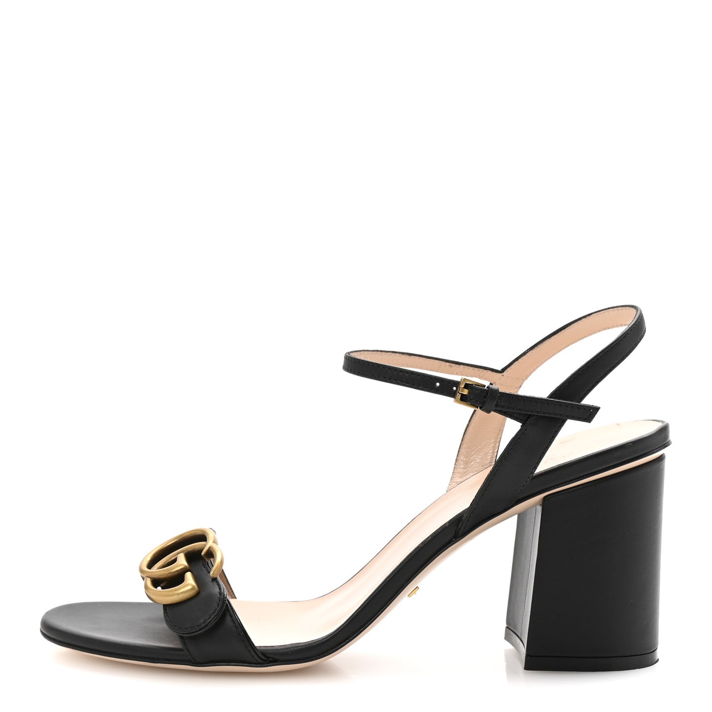 Lifford Calfskin GG Marmont Ankle Wrap 75mm Sandals 39.5 Black